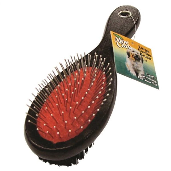 Boss Pet Boss Pet Products 1867456 2-in-1 Pin & Bristle Brush Combo; Large - Varnished Wood Handle 1867456